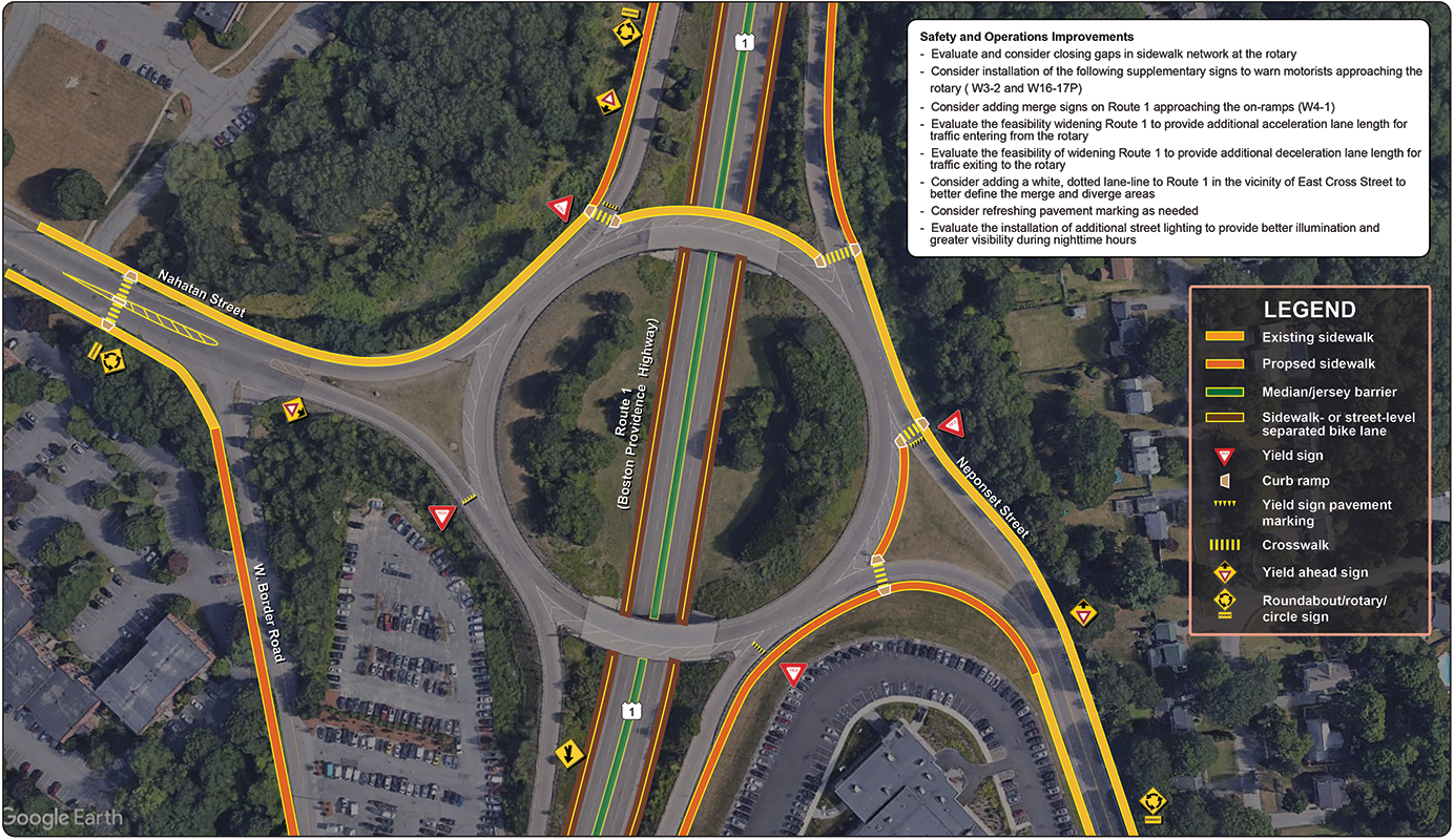Figure 29
Route 1 at Pendergast Circle: Alternative 1—Keep the Rotary
Figure 29 is an aerial photo showing Pendergast Circle and proposed improvements.
